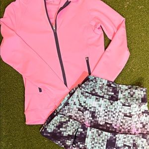 Ladies Peter Millar full zip jacket with Dona Jo Printed Skort.